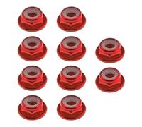 be in your mind 10x M4 Écrous à Bride en Alliage d'aluminium Insert Écrous Hexagonaux Autobloquants pour 1/10 Échelle RC Voiture Camion Buggy Crawler Roues Pièces de Rechange Rouge