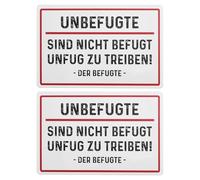Be In Your Mind 2 Pièces Panneau en étain Allemand "Unbefugte Sind Nicht Befugt Unfug Zu Treiben" 20x30cm avec Trous de 3mm de Diamètre pour Lieux Publics Jardins Cours