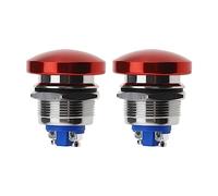 Be In Your Mind 2pcs Rouge Champignon Tête Bouton Interrupteur Étanche Bouton Poussoir Interrupteur en Alliage d'aluminium Rond Bouton de Démarrage Accessoires pour Voiture Camion RV Bateau 22mm