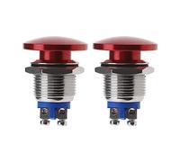 Be In Your Mind 2pcs Rouge Champignon Tête Bouton Interrupteur Étanche Bouton Poussoir Interrupteur en Alliage d'aluminium Rond Bouton de Démarrage Accessoires pour Voiture Camion RV Bateau 16mm
