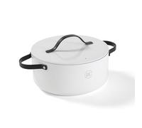 BE Living Essential Faitout avec couvercle - Ø 24 cm - Revêtement antiadhésif en céramique - Compatible induction - Sans PTFE ni PFOA - Blanc