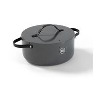 BE Living Essential Faitout avec couvercle, Ø 28 cm, Poêle à frire - Revêtement antiadhésif en céramique - Compatible induction - Sans PTFE ni PFOA - Gris