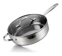 BE Living Essential Sauteuse inox Ø 28 cm avec couvercle, céramique, sans PFAS, induction