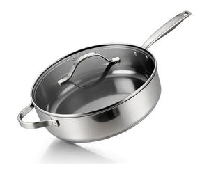BE Living Essential Sauteuse inox Ø 28 cm avec couvercle, céramique, sans PFAS, induction