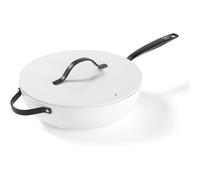 BE Living Essential Wok Ø 30 cm avec Couvercle, Poêle Céramique Antiadhésive, Sans PFAS, Compatible Induction, Blanc