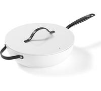 BE Living Poêle wok avec couvercle - Ø 30 cm - Poêle wok à induction - Convient à toutes les sources de chaleur - Blanc