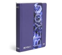 BE YOU - Color Futuristic Glow, Agenda scolaire 2025-2026, Agenda 12 mois daté, format facile 12,5 cm x 16,5 cm, couverture transparente, journal avec autocollant et marque-page