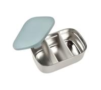 BEABA, Boîte repas enfant en inox, couvercle en silicone et housse de protection, Gris velours et bleu