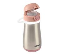 BÉABA, Gourde Inox Enfant 2 en 1, Fonction Gourde/Verre, Bouton Push por faciliter l'ouverture, Solide, Sain, Poignées amovibles, Inox Maintien du Froid/Chaud, 350ml, Old Pink