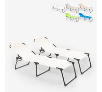 lot de 2 chaises longues de plage Chaises longues en aluminium pour la plage et le jardin Mauritius - Blanc