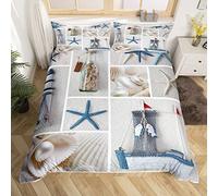Beach Starfish Housse de Couette Ocean Marine Shell Ensembles sur le thème de Housse de Couette Sea Creatures Parure de Lit 140x200cm Pour Enfants Adultes Hawaiian Sealife Ultra Soft Room Decor