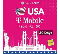 BeachSIM eSIM USA 30 Jours. Données, appels locaux et textos illimités sur Le réseau T-Mobile. Activation Rapide. Recharge Facile. Fonctionne avec Les appareils compatibles avec la Carte eSIM.