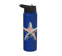 Beachy Etoile de mer Océan Artistique Côtier Été Stainless Steel Insulated Water Bottle