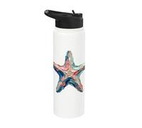 Beachy Etoile de mer Océan Artistique Côtier Été Stainless Steel Insulated Water Bottle