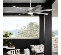 Beacon Lighting Ventilateur de plafond avec lumière Atlanta blanc 142 cm silencieux Atlanta, dimmable, blanc, Salon / Salle à manger, Matière Plastique, Moderne
