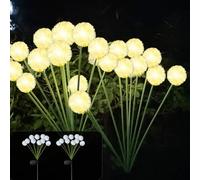Beafaeur Lampe Solaire Exterieur Jardin, 2 Pièces Lampe Exterieur Solaire en Forme de Pissenlit, 20 LED, 8 Modes, Blanc Chaud, IP65 Étanches, pour Jardin, Patio, Pelouse, Cours, Décoratif de Balcon