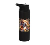 Beagle Dog Summer Daisy Wildflowers Illustration Stainless Steel Insulated Water Bottle