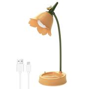 BEAHING Lampe à fleurs 3 modes de couleur, lampe de bureau à fleurs tactile, jolie table rechargeable, veilleuse table jaune, bureau