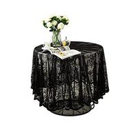BEAHING Nappe en Dentelle Noire, Nappe en Dentelle Noire Ronde, brodé de Motifs Floraux élégants à Table Couverture de Table de Superposition Ronde pour la fête de Mariage