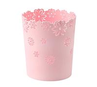 BEAHING Poubelle en plastique : corbeille à papier à fleurs creuses, poubelle ronde sans couvercle pour le bureau domicile (rose)
