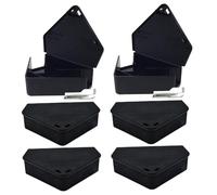 BEAHING Station d'appât pour Souris, 6 pièces Triangulaire 5x4, Station d'appât pour rongeurs avec 2 clés, pièges à Souris en PP, intérieur pour Maison, Restaurant, hôtel