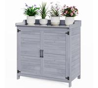 Bealife Armoire de Rangement de Jardin, Armoire de Jardin avec Plan de Travail avec 1 étagère Mobile pour Usage intérieur et extérieur (Gris)