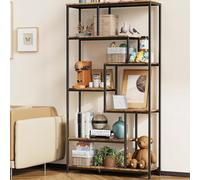 Bealife Bibliotheque, Étagère de Rangement avec 5 Étagères, Bibliothèque Ouverte pour Bureau, Salon, Chambre, Cuisine, 30 x 98 x 180 cm, Rétro