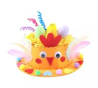BEALIFE Matériel pour fabriquer un chapeau de Pâques pour enfants - Tissu écologique et sûr - Chapeau de Pâques en tissu non tissé à faire, orange