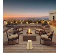 Bealife Poly Rattan Set 3 St, Ensemble de meubles de jardin 2 personnes, Ensemble de meubles de balcon avec coussins Jaune (1 table + 2 chaises)