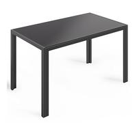 Bealife Table à Manger Noire 120 x 70 x 75 cm - Plateau en Verre Trempé Résistant aux Rayures et à la Chaleur - Structure en Métal - Table de Cuisine Moderne pour Salle à Manger, Salon ou Coin Café