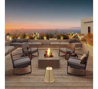 BEALIFE WR210 Ensemble en rotin 3 pièces | Ensemble de jardin avec coussins gris | 1 table + 2 chaises pour balcon & jardin
