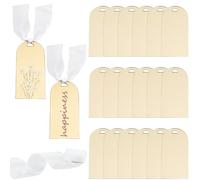 BEAMARKER 20Pcs Cartes de place miroir en or Etiquettes de nom de table en acrylique 3,5 x 1,8 pouces Configuration de mariage Signes réservés Carte d‘accrochage vierge DIY avec ruban pour le centrepi