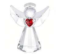 BEAMARKER Figurine d'ange Gardien en Cristal de 8.5x4cm en Verre Transparent avec Cœur Rouge. Ornement Artisanal Statuette Presse Papier Cadeau pour la Maison Ou Le Bureau pour la Fête des Mères Ou