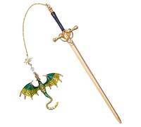 BEAMARKER Marque Page Épée de Dragon Fantastique Quatrième Aile Élégante Marque Page Métallique avec Chaîne Dorée Accessoire de Lecture Unique pour Femmes et Hommes Amoureux des Livres et des Romans C