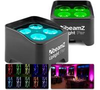 BeamZ BBP90 2x Projecteurs d’Ambiance Batterie 4x4W RGB-UV Noir | Éclairage Nomade pour Mariages et Décors, Effets RGB-UV Dynamiques, Autonomie 20H, Câble DMX Inclus, Modes Auto Faciles