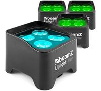 BeamZ BBP90-4x Projecteurs d’Ambiance sur Batterie - Noir, 4 x 4 Watts RGB-UV, Autonomie 20H, Câble DMX Inclus, Modes Automatiques, Idéal pour les Mariages, Architectures...