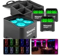 BeamZ BBP90 - Lot de 4 Uplights LED avec batterie intégrée et étui souple