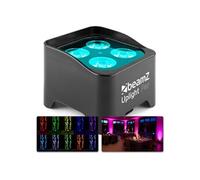 BeamZ BBP90 Projecteur d'Ambiance sur Batterie - Noir, 4 x 4 Watts RGB-UV, Autonomie 20H, Câble DMX Inclus