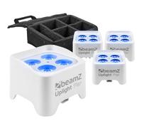 BeamZ BBP90W - 4x Projecteurs d’Ambiance sur Batterie - Blanc, 4 x 4 Watts RGB-UV, Sac de Transport, Autonomie 20H, Câble DMX Inclus, Modes Automatiques, Idéal pour les Mariages, Architectures...