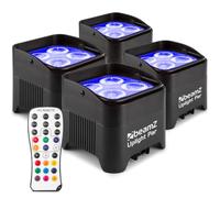 BBP94 Lot de 4 projecteurs Uplight 6x LED 10 W RGBW avec batterie - mode DMX, fonction maître/esclave