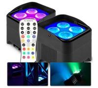 BeamZ BBP94W Lot de 2 projecteurs Uplight 4x LED 12 W RGBAW avec batterie - mode WDMX, fonction maître/esclave Noir