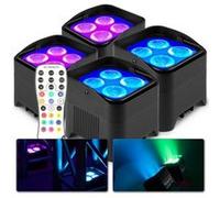 BeamZ BBP94W Lot de 4 projecteurs Uplight 4x LED 12 W RGBAW avec batterie - mode WDMX, fonction maître/esclave Noir