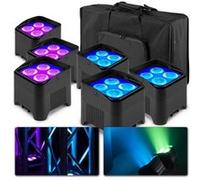 BeamZ BBP94W - Lot de 6 Projecteurs PAR Uplight sur Batterie RGBWA WDMX 48 Watts et Valise - Autonomie 9H, Idéal pour Éclairage de Salle, Mariage, Jardin, Architecture, Hôtel, Restaurant