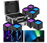 BeamZ BBP94W Lot de 8 projecteurs Uplight 4x LED 12 W RGBAW avec batterie - Avec sa FlightCase FCC9, mode WDMX Noir