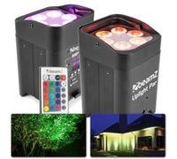 BeamZ BBP96 Lot de 2 projecteurs Uplight 6 x LED 12 W RGBAW avec batterie - mode WDMX, fonction maître/esclave Noir