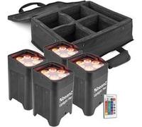 BeamZ BBP96 Lot de 4 projecteurs Uplight 6x LED 12 W RGBAW-UV avec valise - modes DMX, environ 16 heures d'autonomie Noir
