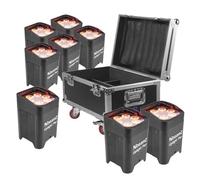BeamZ BBP96 - Lot de 8 Projecteurs PAR LED sur Batterie RGBAW-UV DMX 72 Watts avec Flightcase - Autonomie 16H, Idéal pour Éclairage de Salle, Mariage, Jardin, Architecture, Hôtel, Restaurant