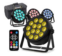BeamZ BCC165 - Pack de 4 FlatPAR LEDs RGBWA-UV 14x 4W Extra-Plats avec Télécommande et Sac de Transport - Projecteurs PAR