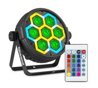 Beamz BT420 Projecteur PAR LED - 7x 10W LED RGBW, Mode DMX, Gestion Audio, Programmes Intégrés, Système de Refroidissement, Télécommande Incluse, Idéale pour l'Éclairage de Soirée
