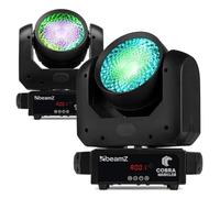 BeamZ Cobra Wash120 - Pack De 2 Lyres Wash LED 120W Avec Anneau LED RGBW, DMX Wash Scène Professionnel |DJ, Clubs et Événementiel